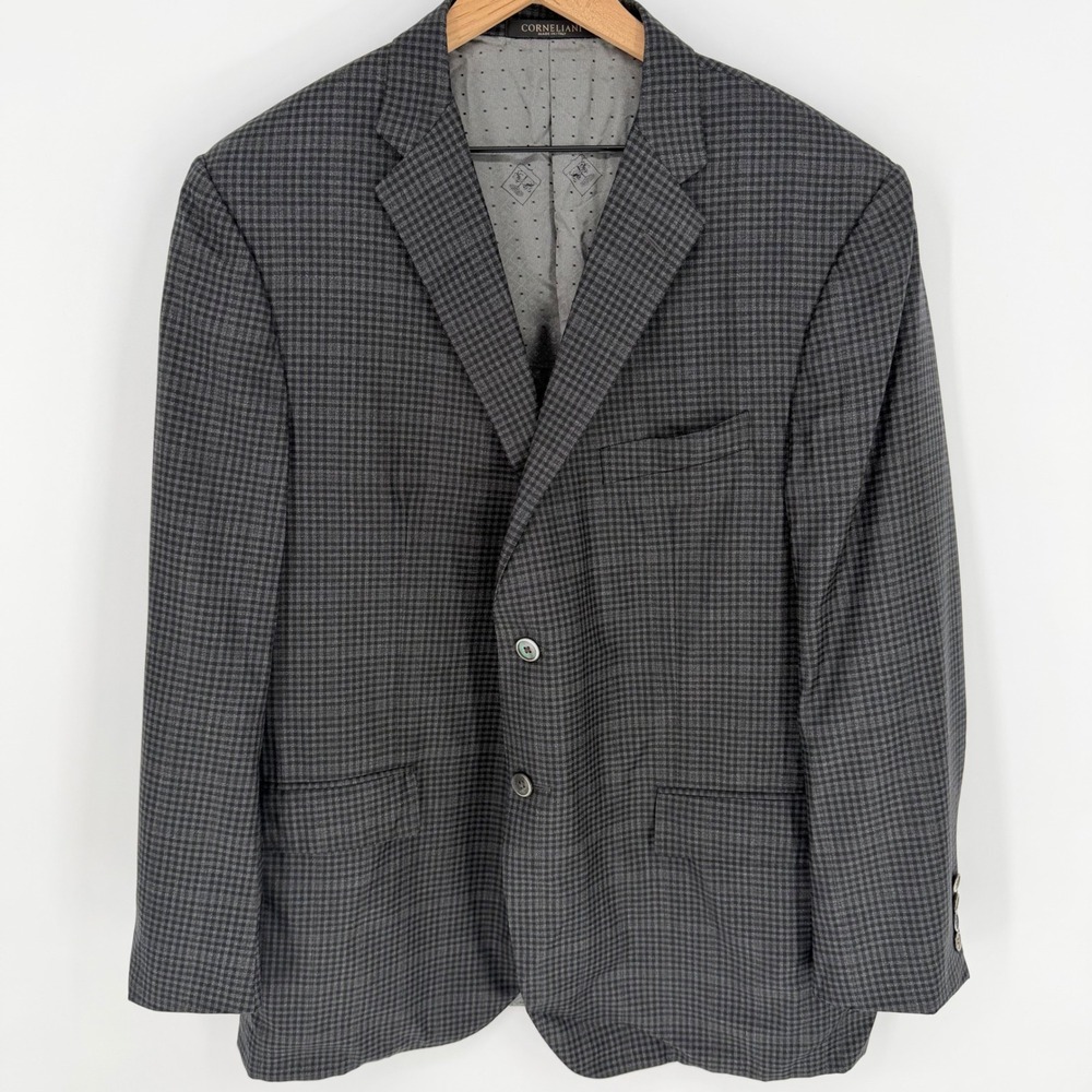 Corneliani Academy Super 130 Wool Puppytooth Blazer 44R Italy Sport Coat‎